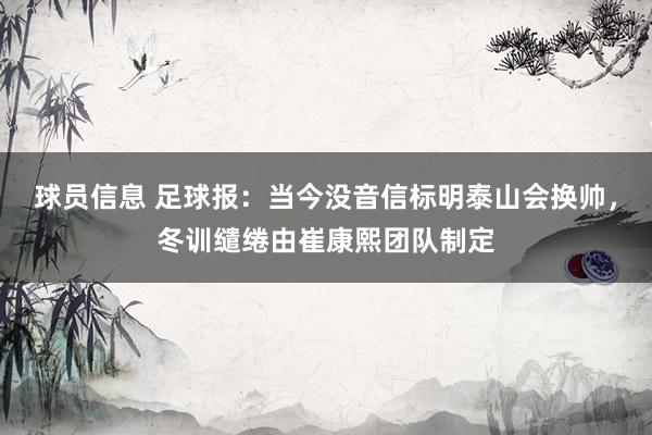 球员信息 足球报：当今没音信标明泰山会换帅，冬训缱绻由崔康熙团队制定