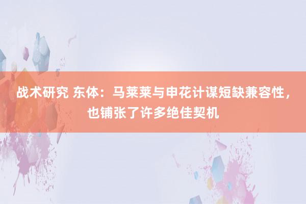 战术研究 东体：马莱莱与申花计谋短缺兼容性，也铺张了许多绝佳契机