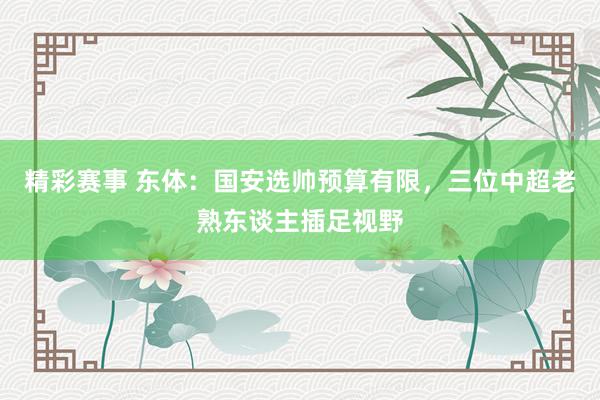 精彩赛事 东体：国安选帅预算有限，三位中超老熟东谈主插足视野