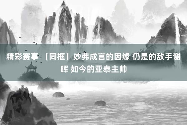 精彩赛事 【同框】妙弗成言的因缘 仍是的敌手谢晖 如今的亚泰主帅