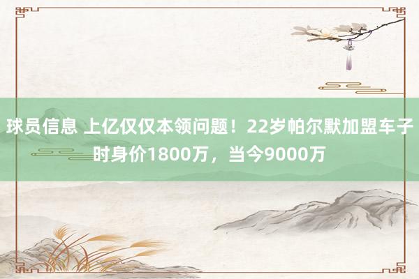 球员信息 上亿仅仅本领问题！22岁帕尔默加盟车子时身价1800万，当今9000万