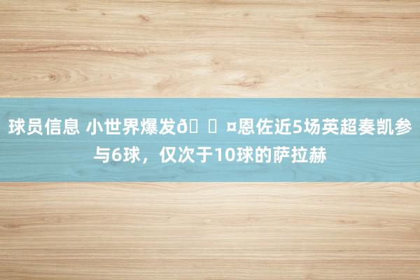 球员信息 小世界爆发😤恩佐近5场英超奏凯参与6球，仅次于10球的萨拉赫