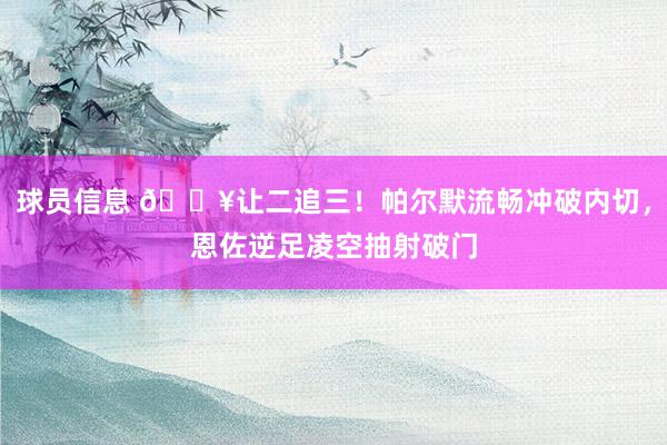 球员信息 💥让二追三！帕尔默流畅冲破内切，恩佐逆足凌空抽射破门