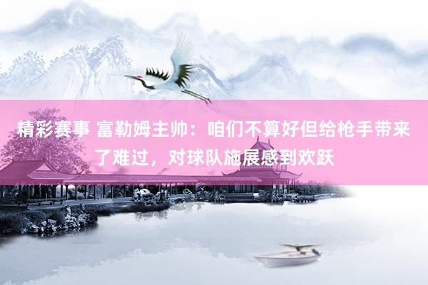 精彩赛事 富勒姆主帅：咱们不算好但给枪手带来了难过，对球队施展感到欢跃